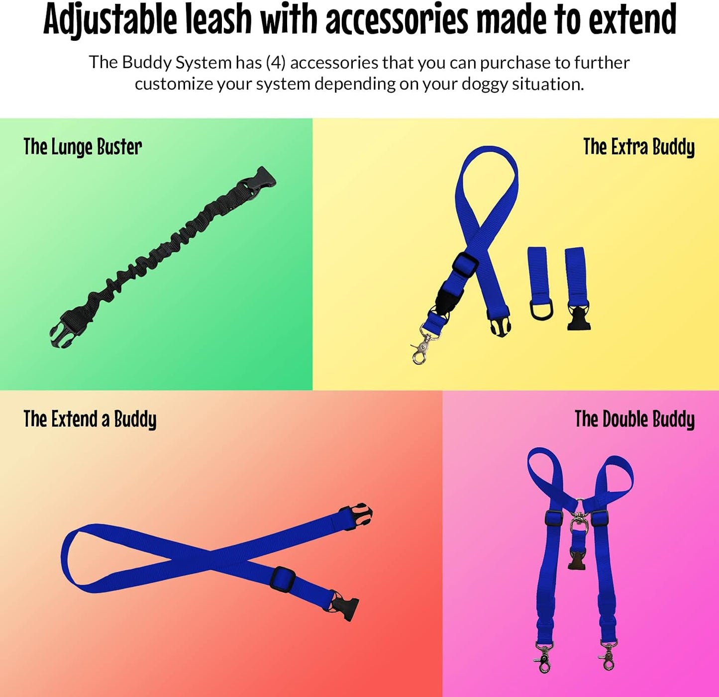 Adjustable Hands-Free Dog Leash for Running, Jogging, Training, and Service Dogs - Compatible with Small, Medium, and Large Breeds - Made in the USA (Royal Blue, Large Belt 27"-50" Waist)