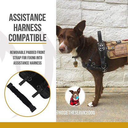 Large Service Dog Harness with Removable Neck Strap and Handle - Short Version (Black)
