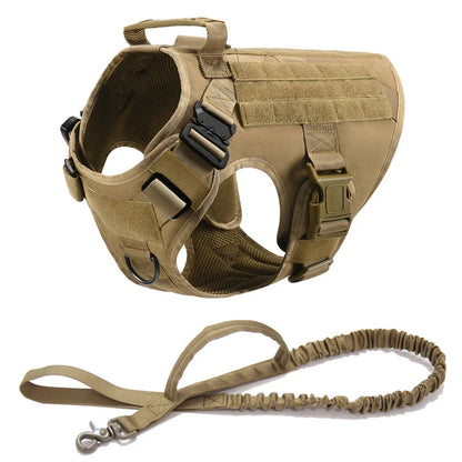Heavy-Duty Tactical Dog Harness for Large Breeds - Adjustable No-Pull Design with MOLLE System, 1050D Nylon, Metal D-Ring for Training and Outdoor Activities | Koossa