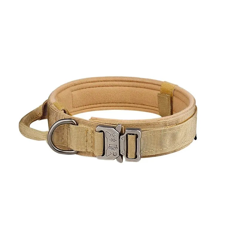 Outdoor Tactical Dog Collar with Metal Buckle - Breathable Nylon Training Collar for Medium and Large Dogs