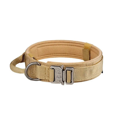 Outdoor Tactical Dog Collar with Metal Buckle - Breathable Nylon Training Collar for Medium and Large Dogs