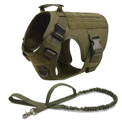 Heavy-Duty Tactical Dog Harness for Large Breeds - Adjustable No-Pull Design with MOLLE System, 1050D Nylon, Metal D-Ring for Training and Outdoor Activities | Koossa