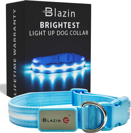 LED Dog Collar - Original USB Rechargeable & Waterproof - 1,000 Feet Visibility - Suitable for Small, Medium, and Large Dogs - USA Brand