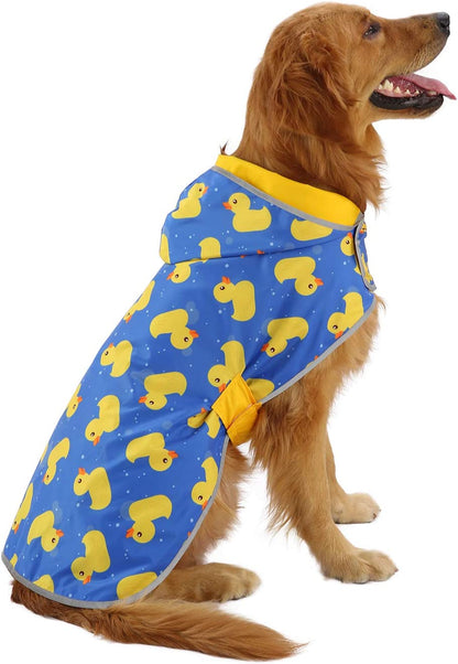 Reversible Hooded Raincoat for Dogs and Ducks - Yellow, Size L