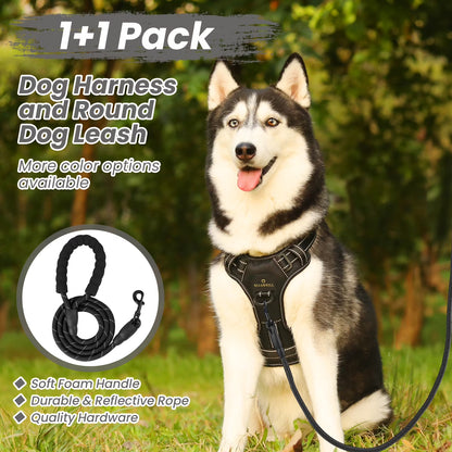 Premium Adjustable No-Pull Dog Harness and Leash Set with Reflective Soft Padding and Handle for Small to Large Breeds