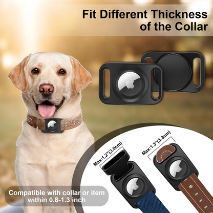 Airtag Dog Collar Holder - 2 Pack Waterproof Protective Case for Apple Airtag, Full Body TPU & Silicone Cover for Pet Collars and Backpacks