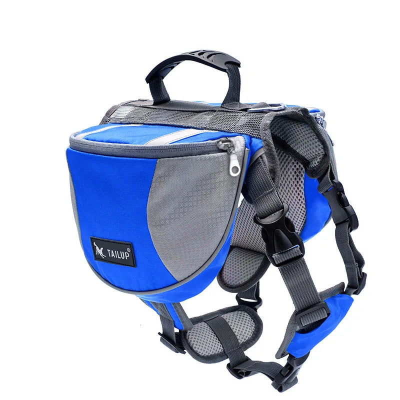 Oxford Fabric Waterproof Outdoor Dog Backpack with Double Snack Bags - Reflective Tactical Saddle Bag for Medium to Large Dogs