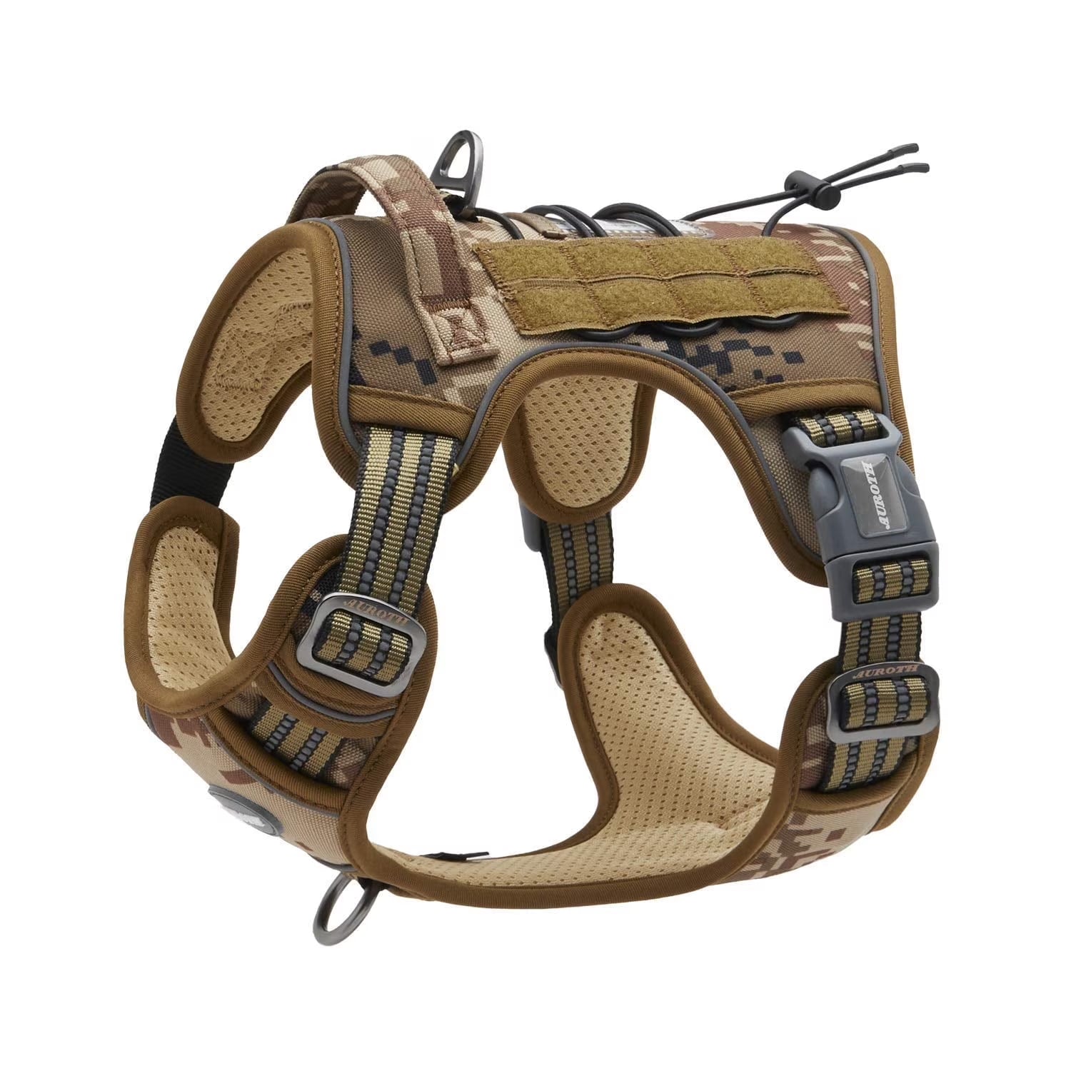Adjustable No-Pull Dog Harness for Large Breeds, Service Vest with Control Handle for Training and Outdoor Activities in Desert Camo Design