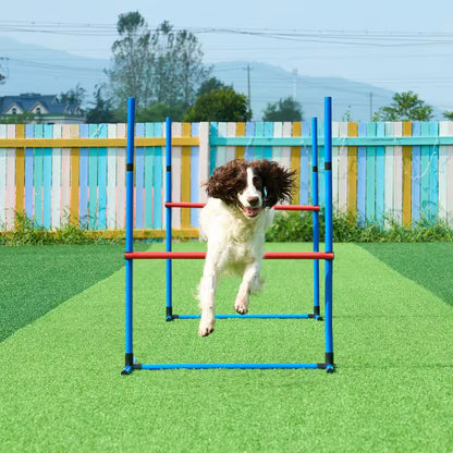 Professional Dog Agility Training Equipment - Adjustable High Hurdles and Complete Puppy Obstacle Course Kit with 3 Bags and 7 Pieces