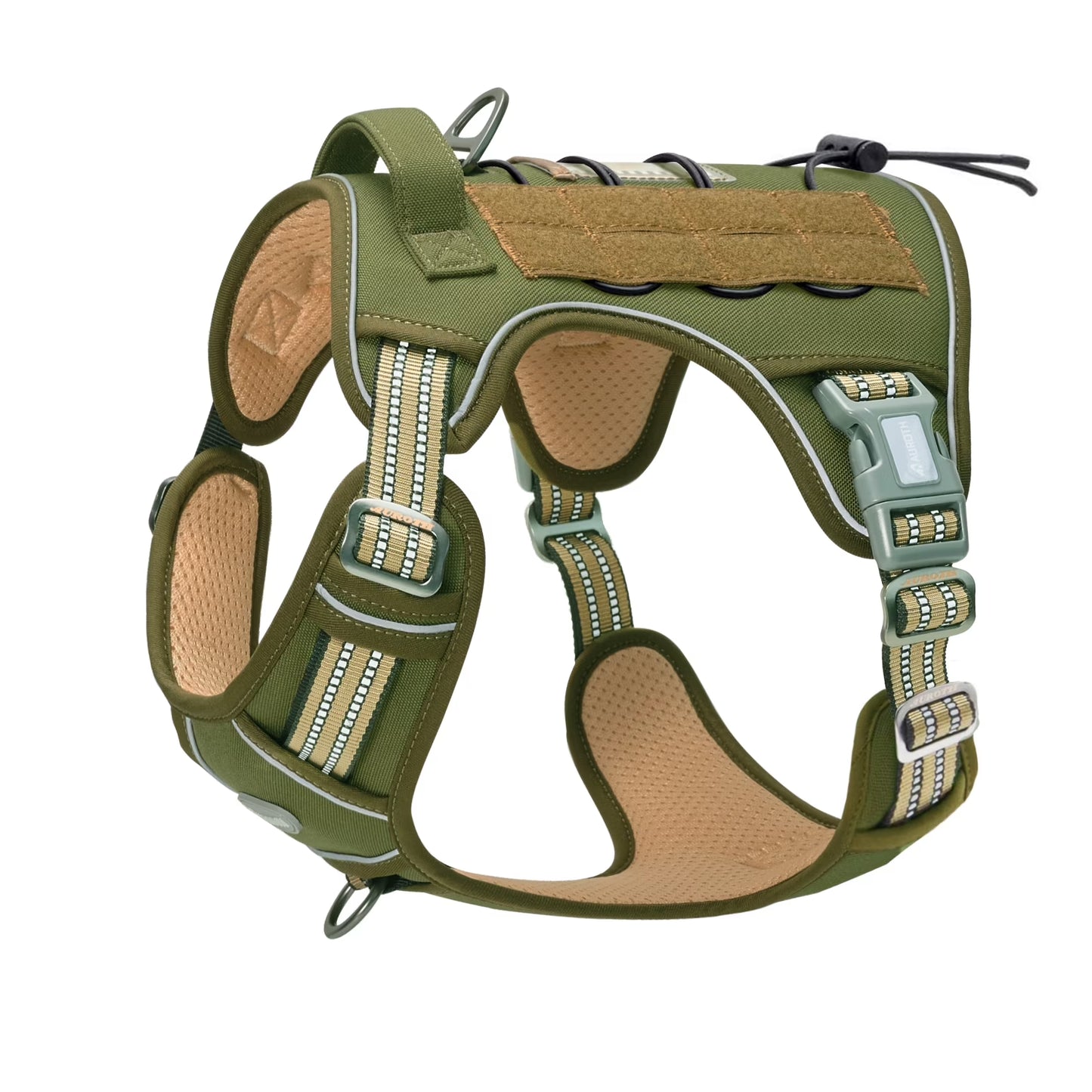Adjustable No-Pull Dog Harness for Small Dogs with Two Leash Clips, Front Choke-Free Design, Reflective Soft Padded Vest for Training and Walking - Green