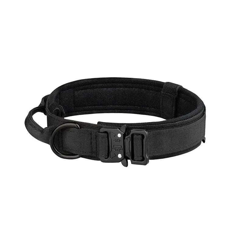 Outdoor Tactical Dog Collar with Metal Buckle - Breathable Nylon Training Collar for Medium and Large Dogs