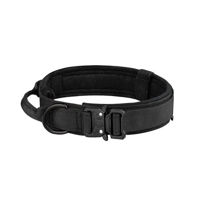 Outdoor Tactical Dog Collar with Metal Buckle - Breathable Nylon Training Collar for Medium and Large Dogs