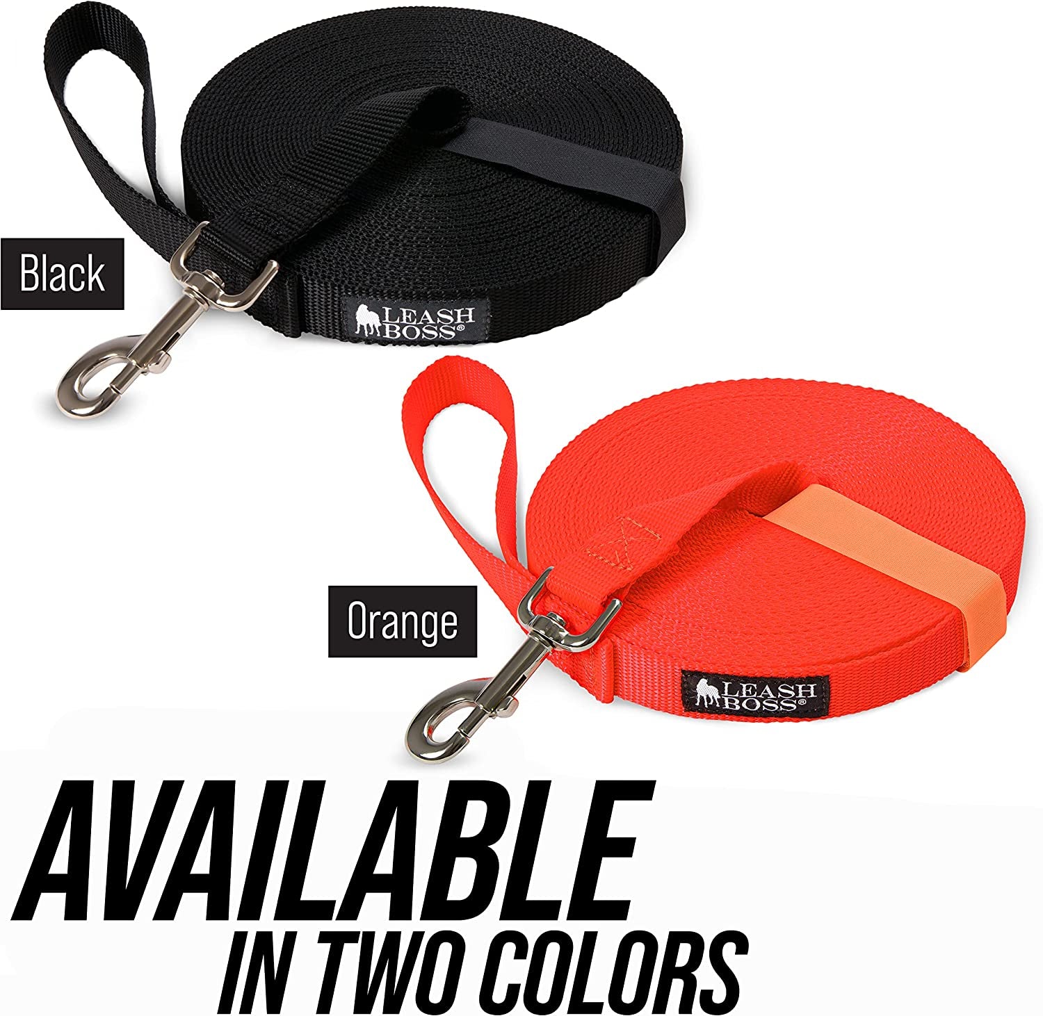 Long Trainer - 20 Ft Black Nylon Dog Training Leash with Storage Strap