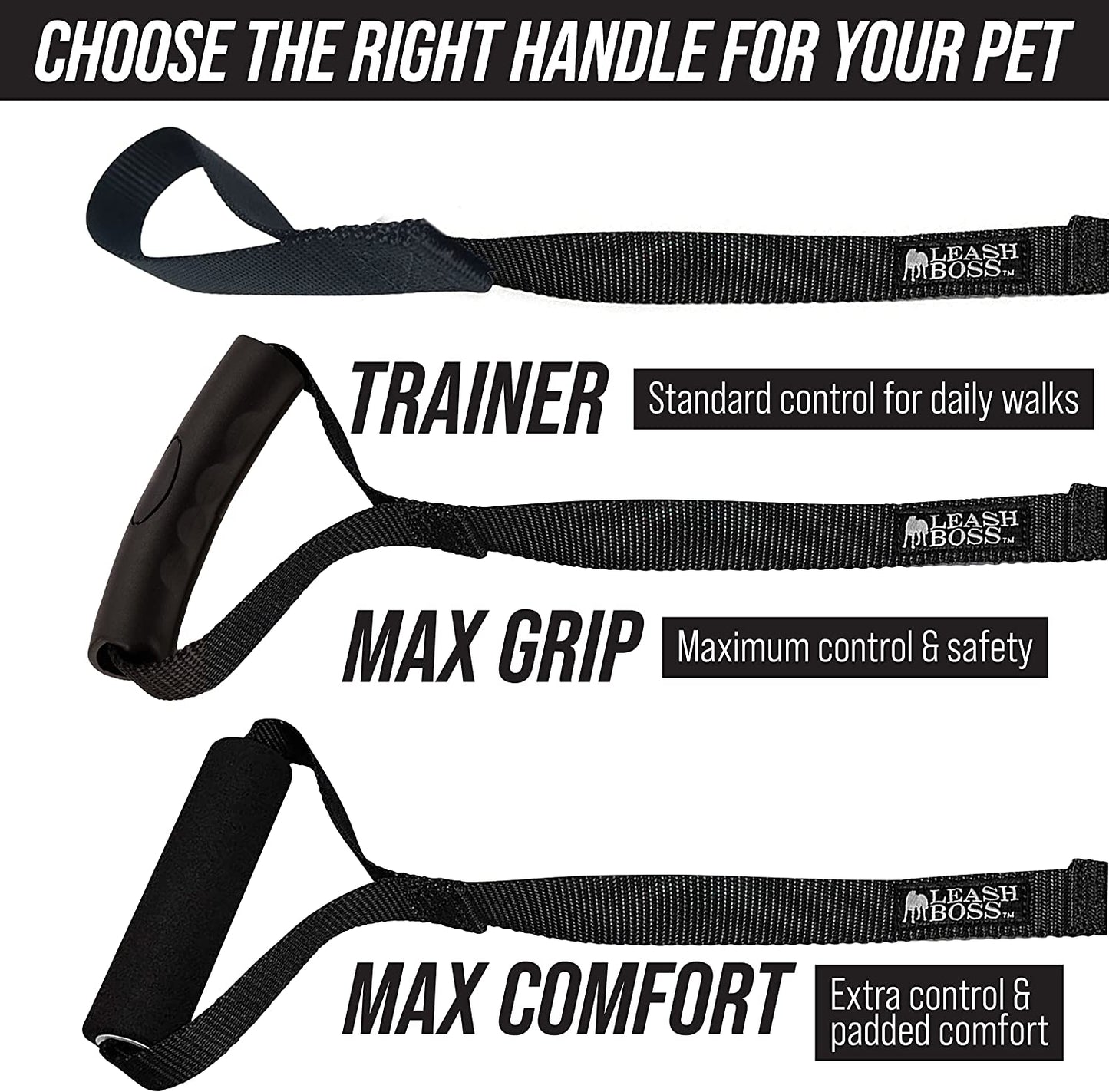 Long Trainer - 20 Ft Black Nylon Dog Training Leash with Storage Strap