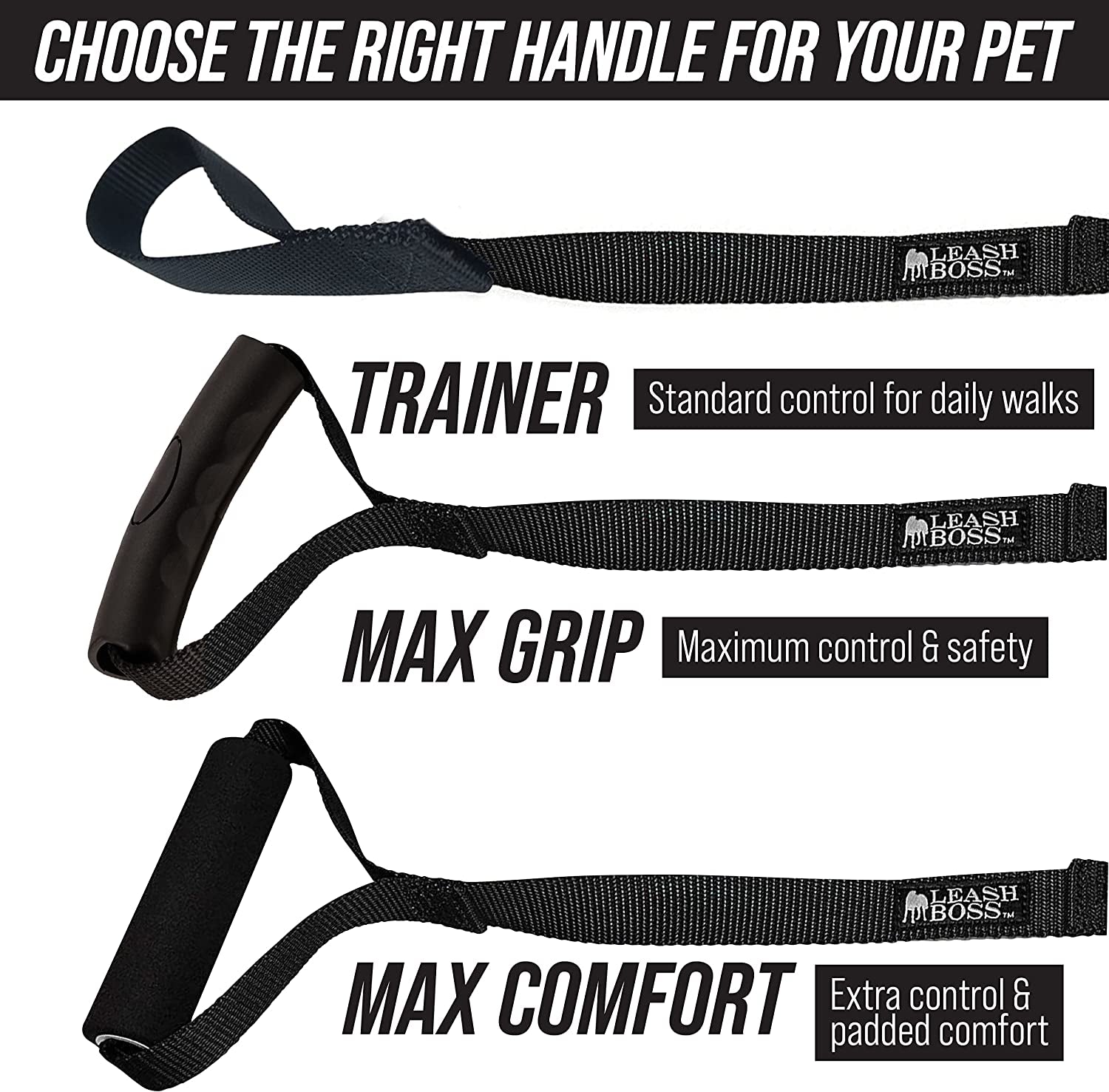Long Trainer - 20 Ft Black Nylon Dog Training Leash with Storage Strap