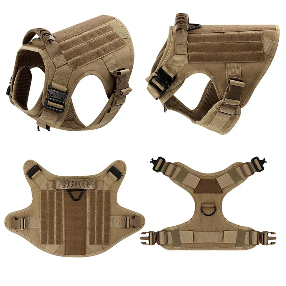 Heavy-Duty Tactical Dog Harness for Large Breeds - Adjustable No-Pull Design with MOLLE System, 1050D Nylon, Metal D-Ring for Training and Outdoor Activities | Koossa