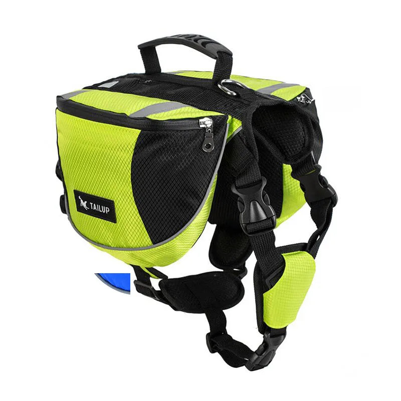 Oxford Fabric Waterproof Outdoor Dog Backpack with Double Snack Bags - Reflective Tactical Saddle Bag for Medium to Large Dogs