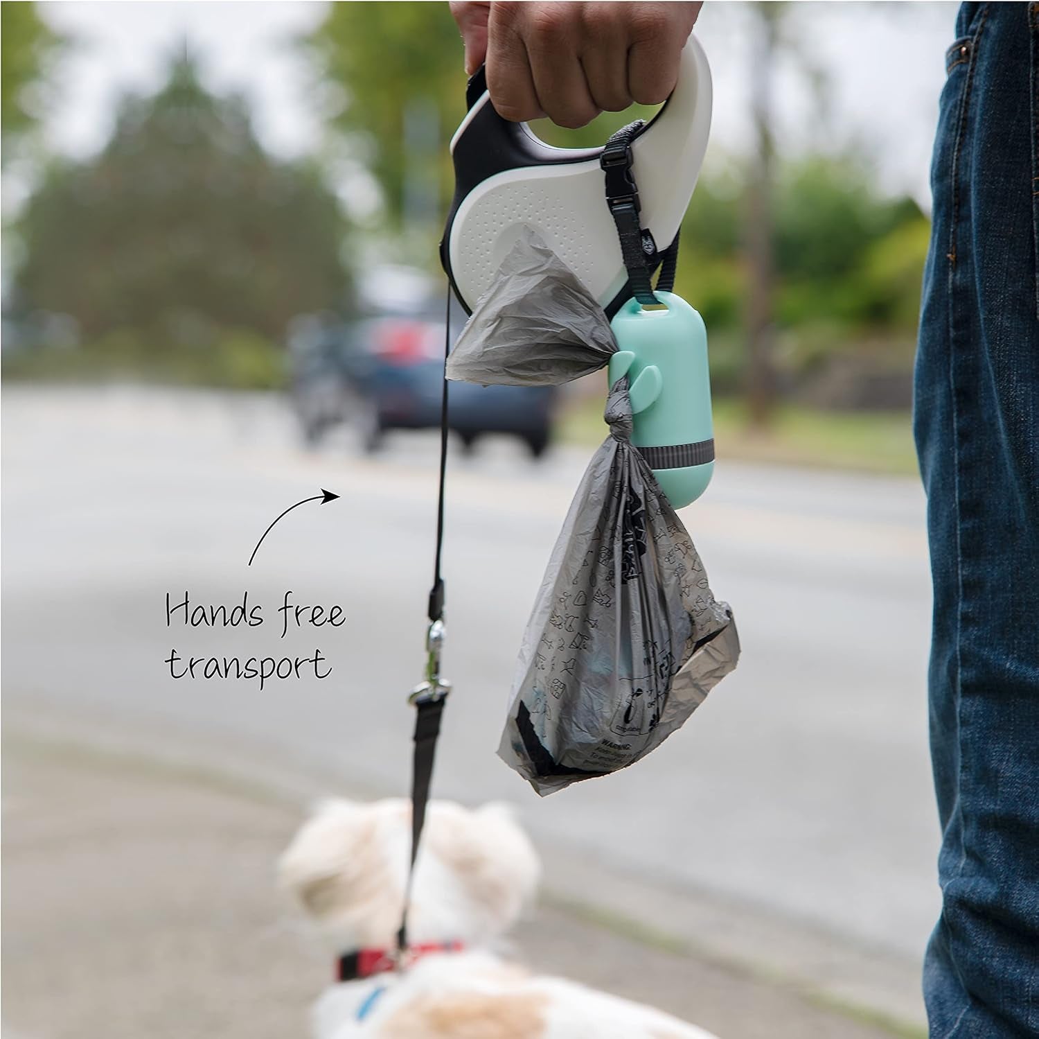 Dog Waste Bag Dispenser with Retractable Feature, Compatible with Any Leash, Leak-Proof Bags, Poop Bag Holder, Essential Accessory for Dog Walking (Misty Jade)