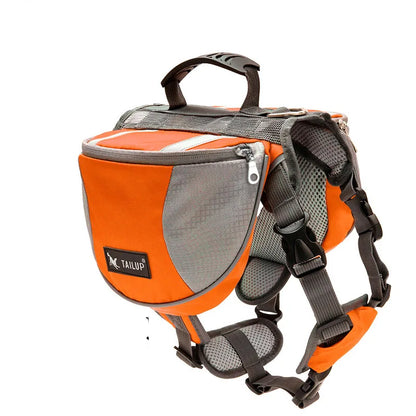 Oxford Fabric Waterproof Outdoor Dog Backpack with Double Snack Bags - Reflective Tactical Saddle Bag for Medium to Large Dogs