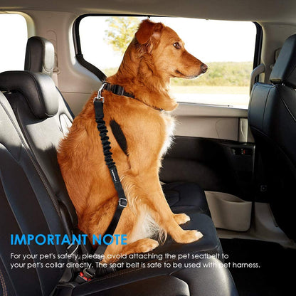 Dual Pack Adjustable Dog Car Seat Belt with Retractable Design and Elastic Bungee Buffer for Enhanced Pet Safety, Heavy-Duty Durability, and 360-Degree Swivel Functionality