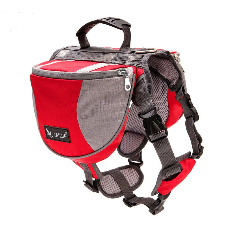 Oxford Fabric Waterproof Outdoor Dog Backpack with Double Snack Bags - Reflective Tactical Saddle Bag for Medium to Large Dogs
