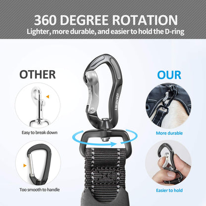 Heavy-Duty Multifunctional Tactical Dog Leash with Bungee and Car Seatbelt, 4-6 FT Shock Absorbing Lead for Large and Medium Dogs