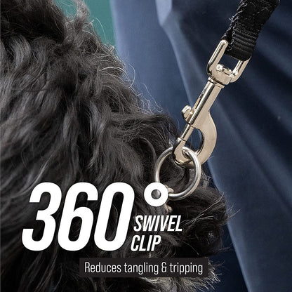 Long Trainer - 20 Ft Black Nylon Dog Training Leash with Storage Strap