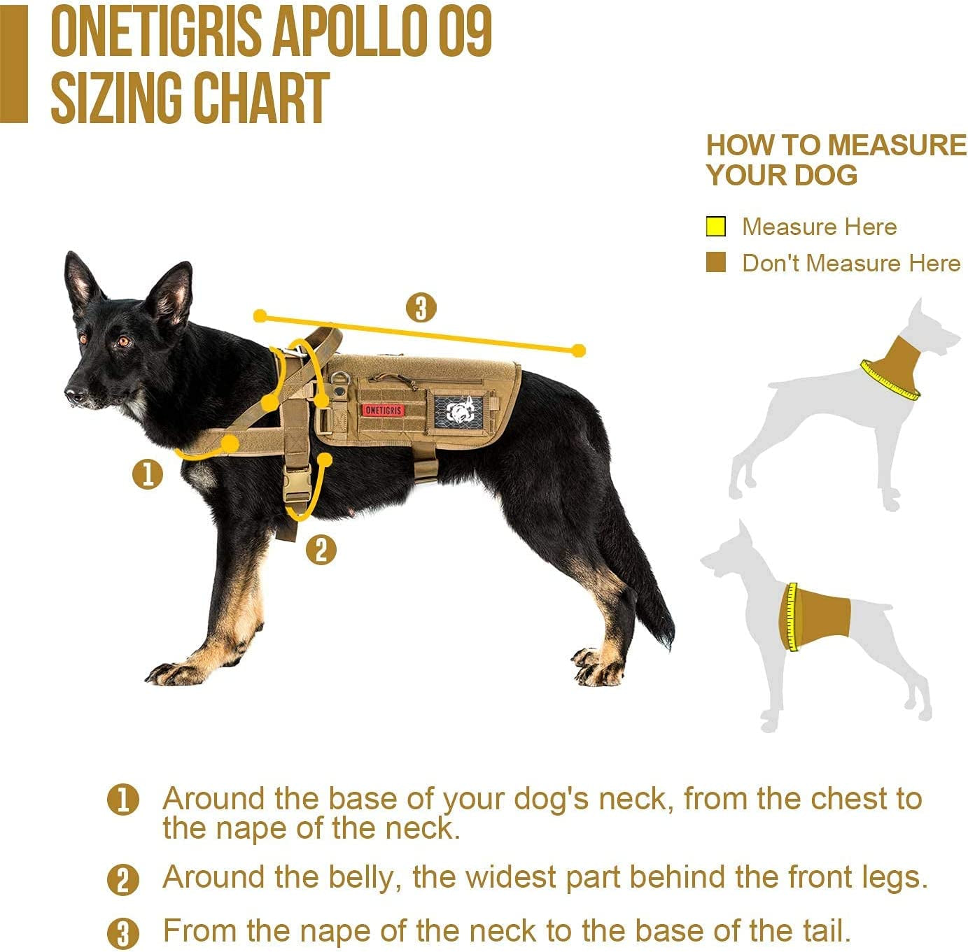 Large Service Dog Harness with Removable Neck Strap and Handle - Short Version (Black)