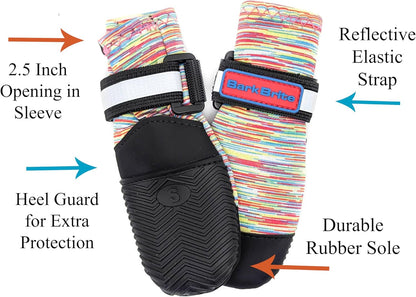 All Weather Neoprene Paw Protector Dog Boots with Reflective Straps in 5 Sizes! (Multicolor Small)