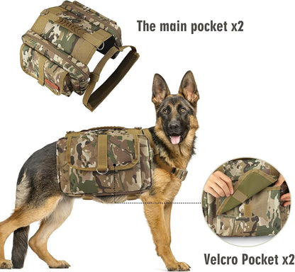 Professional Dog Backpack Harness Carrier for Travel, Camping, and Hiking - Adjustable Saddle Bag with Leash for Medium to Large Breeds