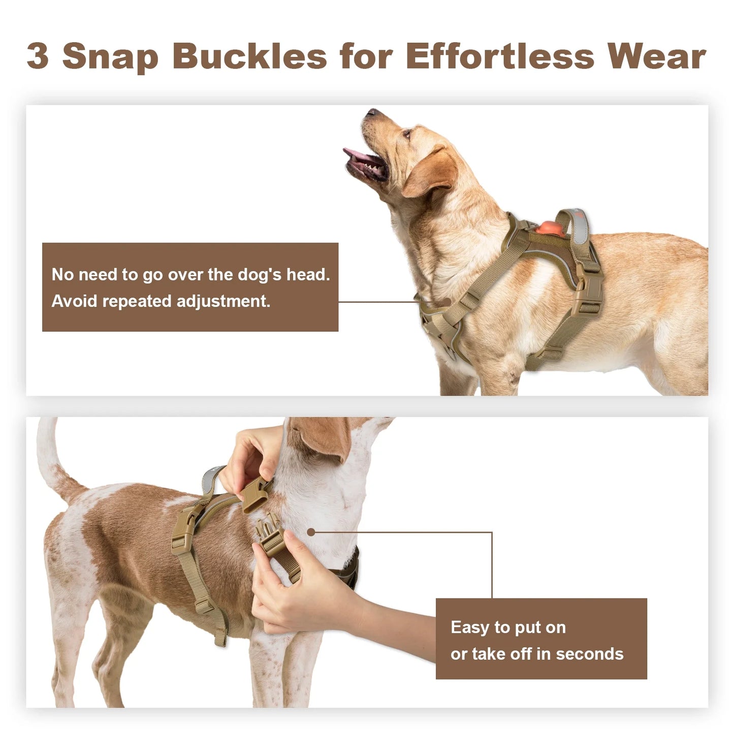 Large Dog No-Pull Harness with Handle, Adjustable Reflective Pet Vest Harness
