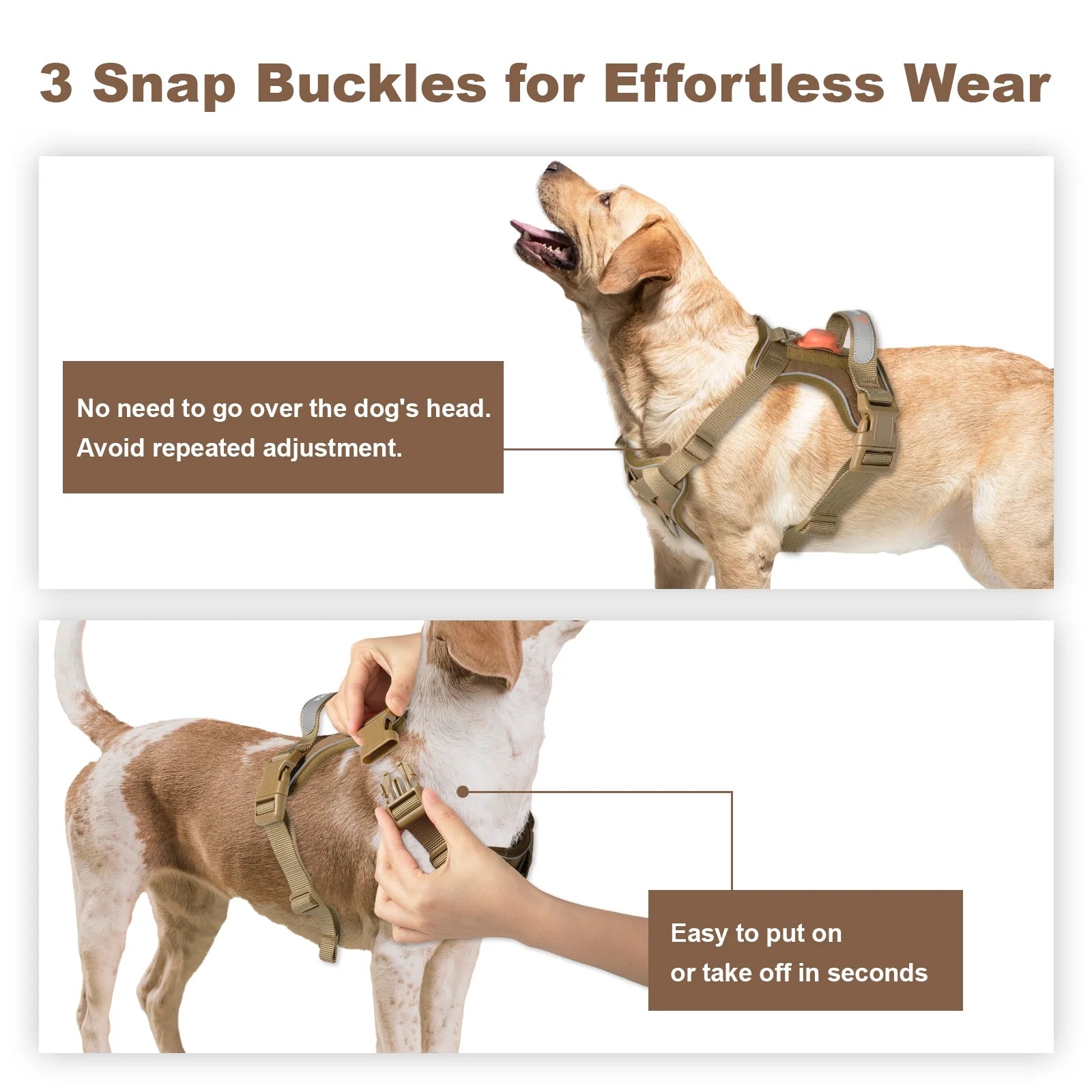 Large Dog No-Pull Harness with Handle, Adjustable Reflective Pet Vest Harness