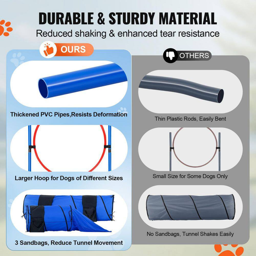 Professional Dog Agility Training Equipment - Adjustable High Hurdles and Complete Puppy Obstacle Course Kit with 3 Bags and 7 Pieces