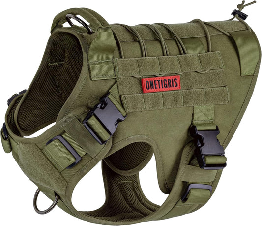 Tactical No-Pull Dog Harness - Breathable Adjustable Pet Vest with Handle for Outdoor Use (Ranger Green, Small)