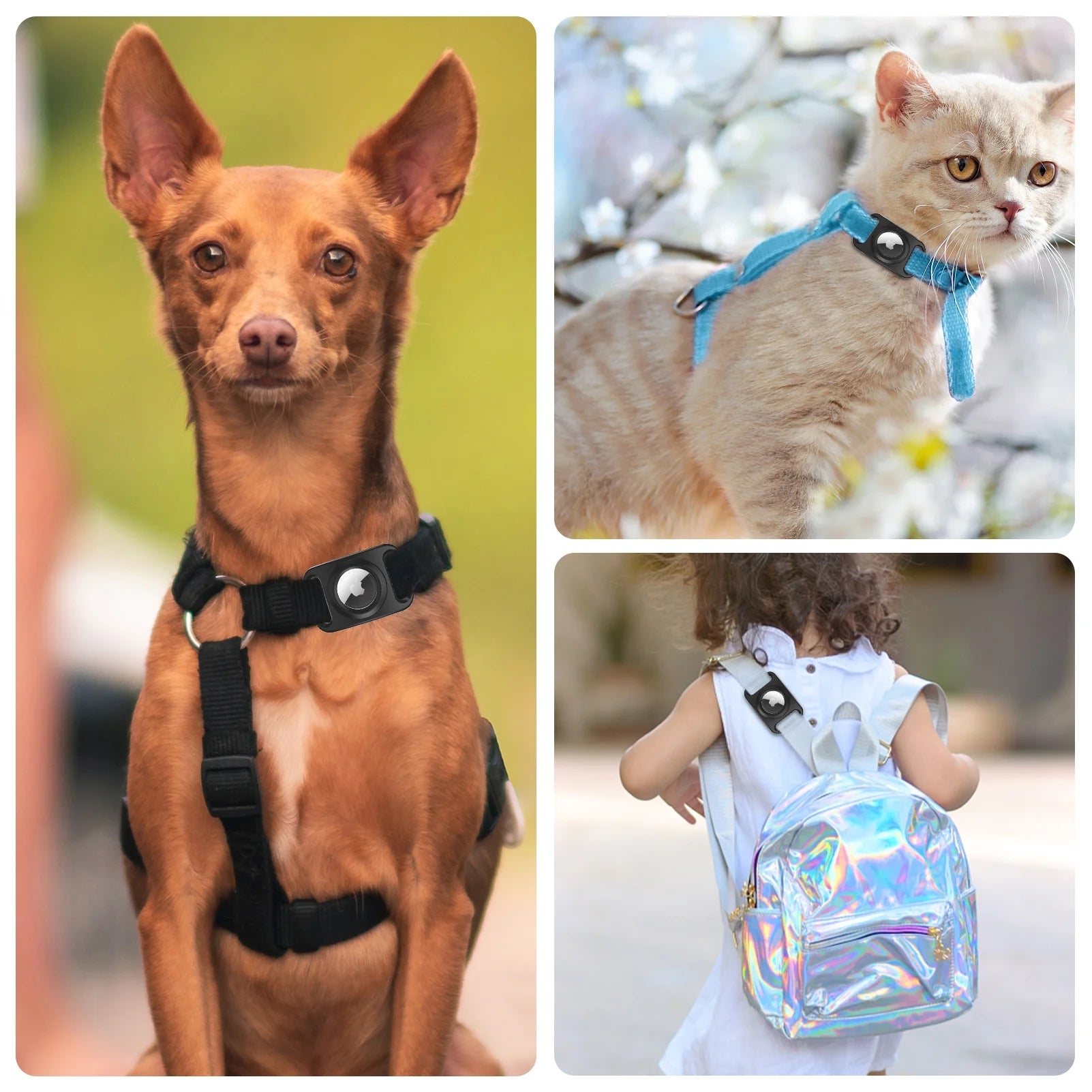 Airtag Dog Collar Holder - 2 Pack Waterproof Protective Case for Apple Airtag, Full Body TPU & Silicone Cover for Pet Collars and Backpacks