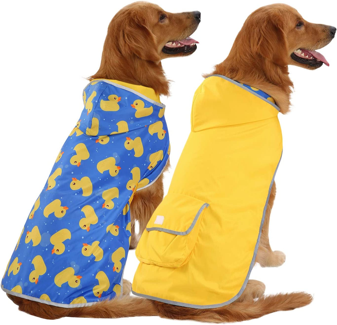 Reversible Hooded Raincoat for Dogs and Ducks - Yellow, Size L