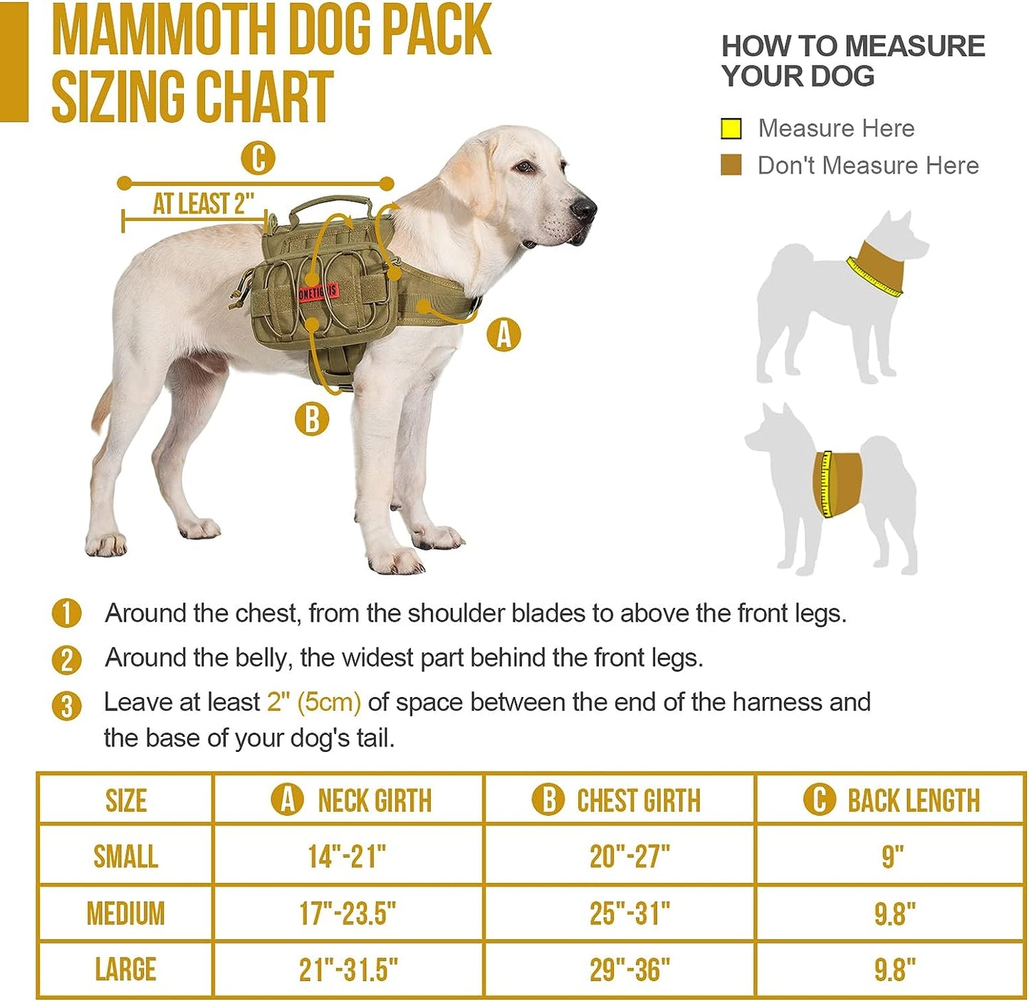 Tactical Nylon Dog Backpack for Medium and Large Breeds with Side Pockets for Hiking, Walking, Training, and Running (Brown, Medium)
