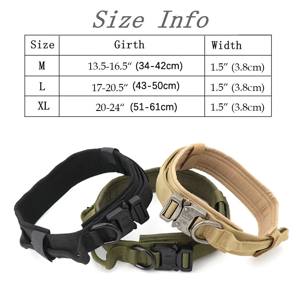 Adjustable Tactical Dog Training Collar and Leash Set with Control Handle for Small to Large Dogs