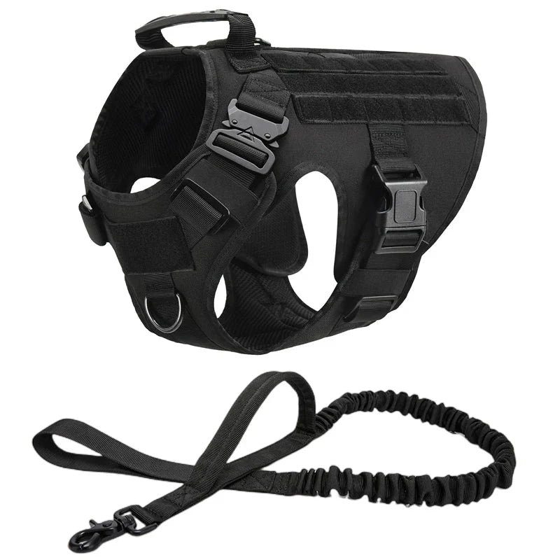 Heavy-Duty Tactical Dog Harness for Large Breeds - Adjustable No-Pull Design with MOLLE System, 1050D Nylon, Metal D-Ring for Training and Outdoor Activities | Koossa