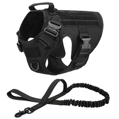 Heavy-Duty Tactical Dog Harness for Large Breeds - Adjustable No-Pull Design with MOLLE System, 1050D Nylon, Metal D-Ring for Training and Outdoor Activities | Koossa