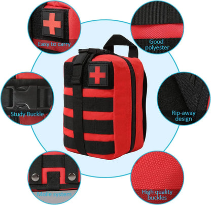 Tactical Emergency First Aid Kit for Outdoor Activities: Hiking, Camping, Fishing, and Military Use