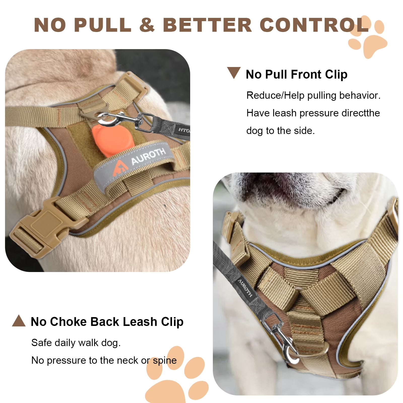 Large Dog No-Pull Harness with Handle, Adjustable Reflective Pet Vest Harness