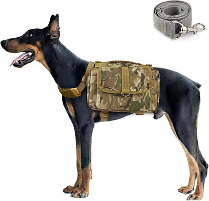 Professional Dog Backpack Harness Carrier for Travel, Camping, and Hiking - Adjustable Saddle Bag with Leash for Medium to Large Breeds