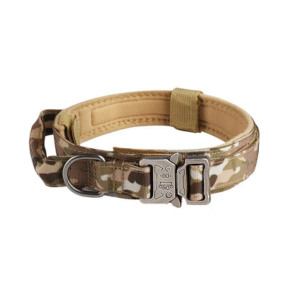 Outdoor Tactical Dog Collar with Metal Buckle - Breathable Nylon Training Collar for Medium and Large Dogs