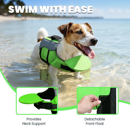 Front Float Dog Life Vest, Dog Life Jacket for Swimming & Boating, Swimming Vest with Chin Float & Handle, Ripstop & Buoyancy