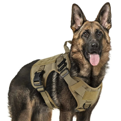 Heavy-Duty Tactical Dog Harness for Large Breeds - Adjustable No-Pull Design with MOLLE System, 1050D Nylon, Metal D-Ring for Training and Outdoor Activities | Koossa