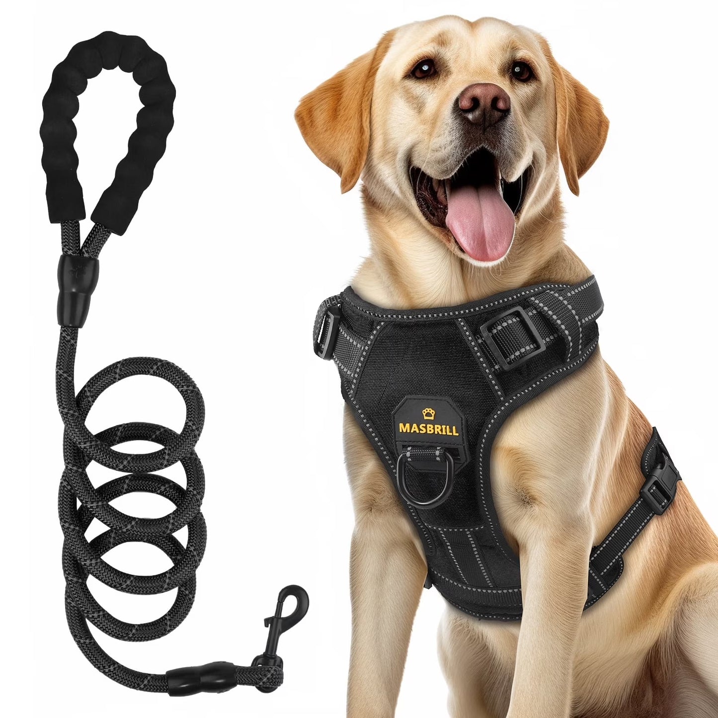 Premium Adjustable No-Pull Dog Harness and Leash Set with Reflective Soft Padding and Handle for Small to Large Breeds