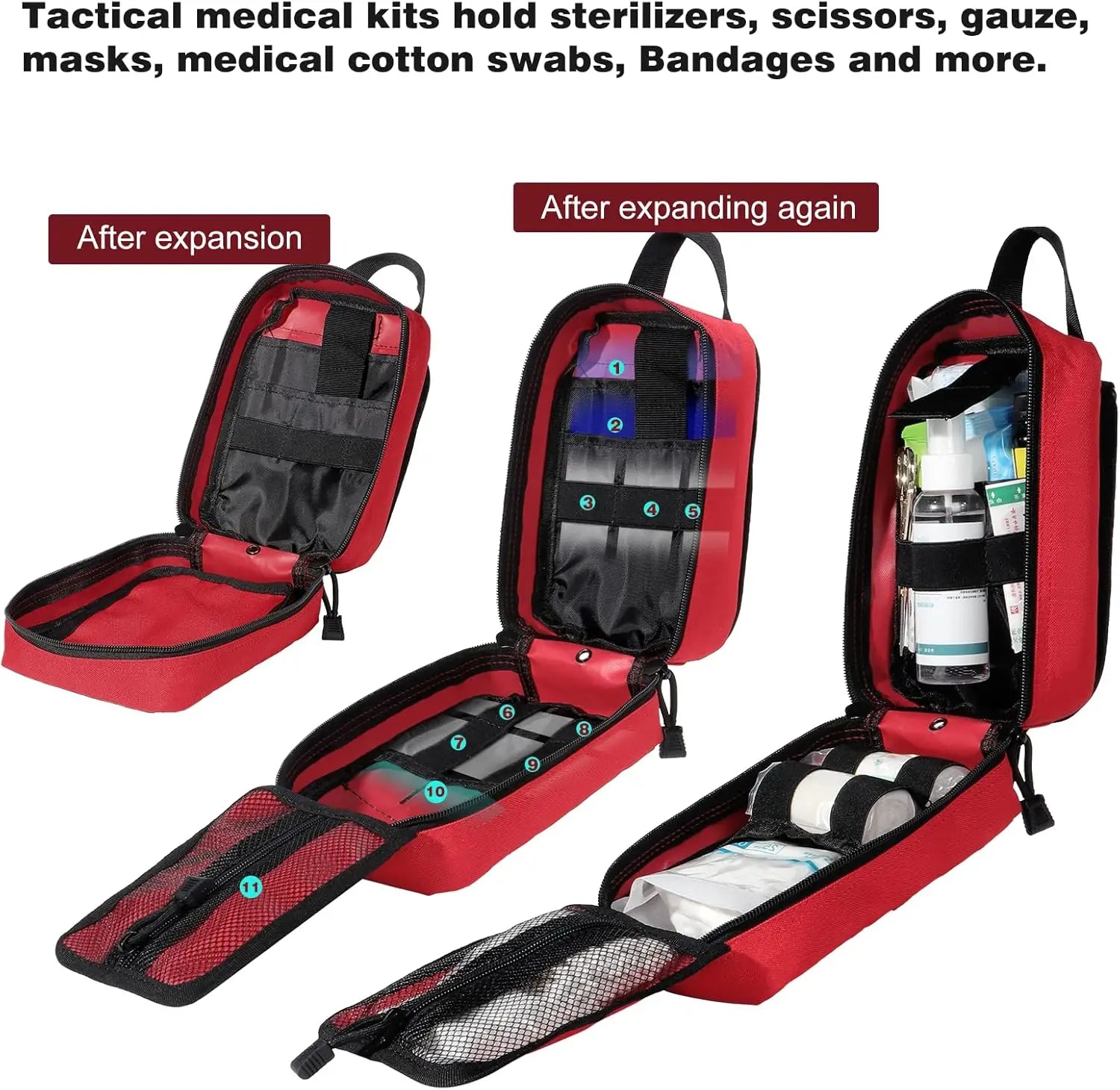 Tactical Emergency First Aid Kit for Outdoor Activities: Hiking, Camping, Fishing, and Military Use