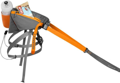 Omnijore Dog Joring System: Harness, Hip Belt, and Towline for Skiing, Skateboarding, and Biking - Orange Poppy, Large/X-Large