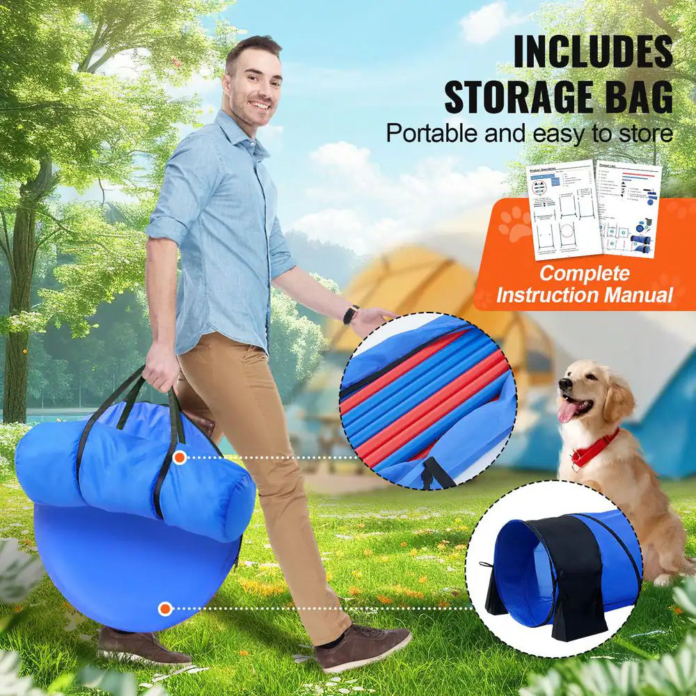 Professional Dog Agility Training Equipment - Adjustable High Hurdles and Complete Puppy Obstacle Course Kit with 3 Bags and 7 Pieces